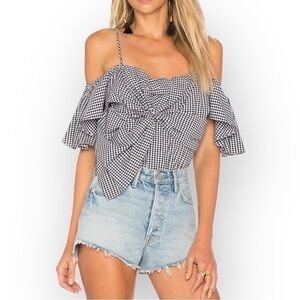 Misa‎ Los Angeles Gaelle Black/White Gingham Top, Size S